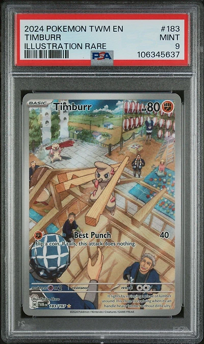 2024 Pokemon Twm En-twilight Masquerade 183 Timburr Illustration Rare PSA