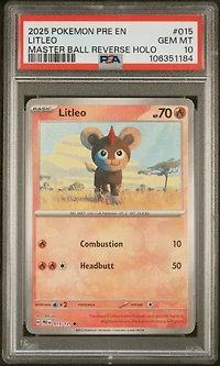 2025 Pokemon Pre En-prismatic Evolutions 015 Litleo Master Ball Reverse Holo PSA