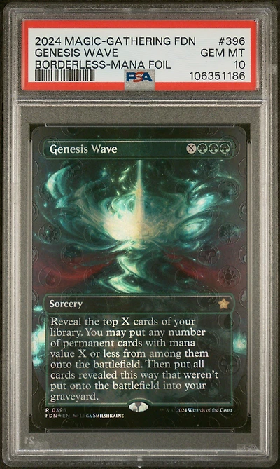 2024 Magic The Gathering Foundations 396 Genesis Wave Borderless-mana Foil PSA 10