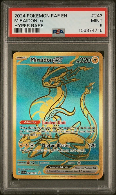 2024 Pokemon Paf En-paldean Fates 243 Miraidon Ex Hyper Rare PSA