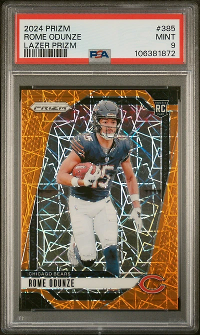 2024 Panini Prizm 385 Rome Odunze Lazer Prizm PSA 9