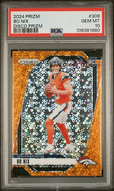 2024 Panini Prizm 309 Bo Nix Disco Prizm PSA 10