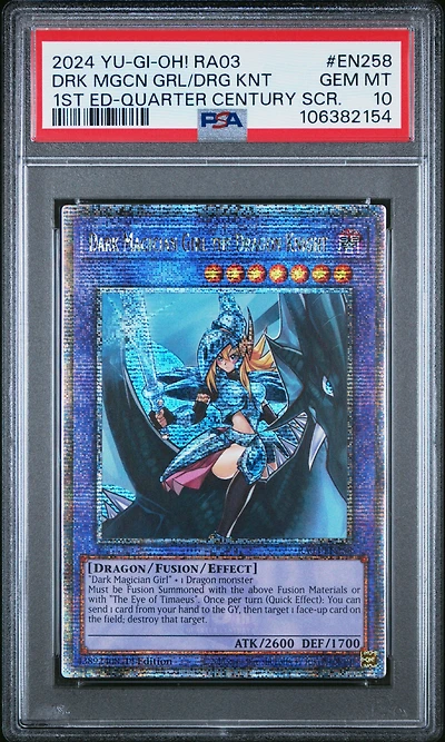 2024 Yu-gi-oh! Ra03-quarter Century Bonanza En258 Dark Magician Girl The Dragon Knight 1st Edition-quarter Century Secret Rare PSA 10