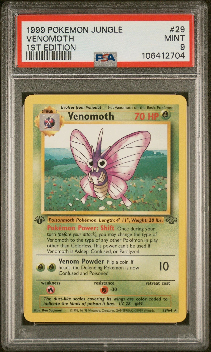 1999 Pokemon Jungle 29 Venomoth 1st Edition PSA