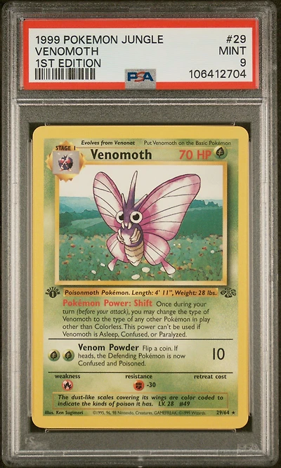 1999 Pokemon Jungle 29 Venomoth 1st Edition PSA