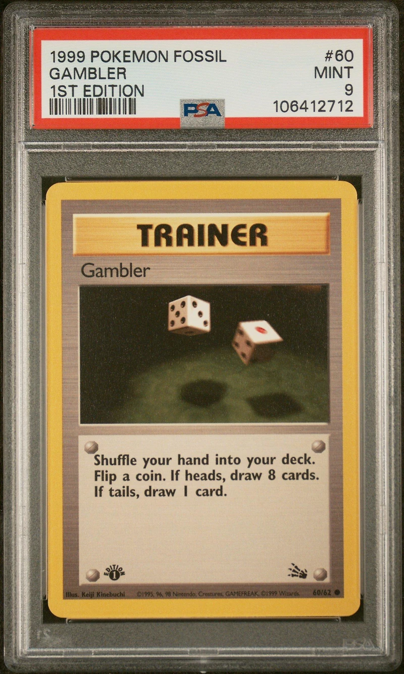 1999 Pokemon Fossil 60 Gambler 1st Edition PSA