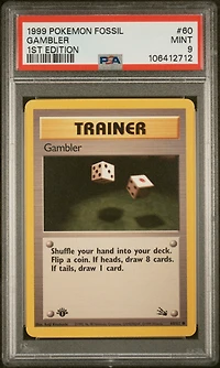 1999 Pokemon Fossil 60 Gambler 1st Edition PSA