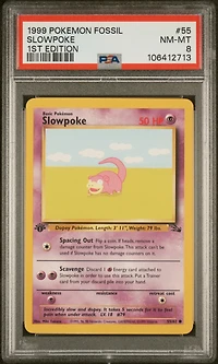 1999 Pokemon Fossil 55 Slowpoke 1st Edition PSA
