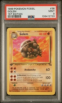 1999 Pokemon Fossil 36 Golem 1st Edition PSA