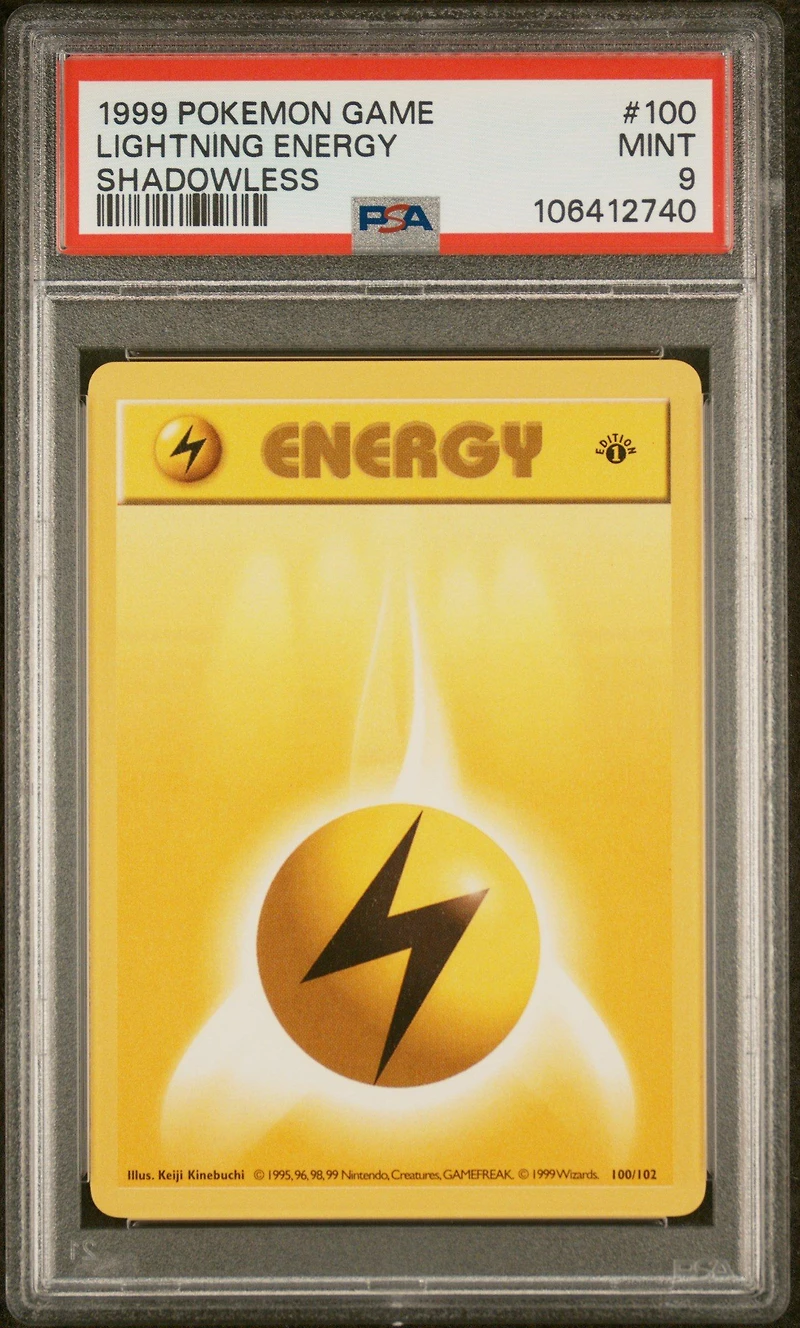1999 Pokemon Game 100 Lightning Energy Shadowless PSA
