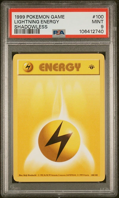 1999 Pokemon Game 100 Lightning Energy Shadowless PSA