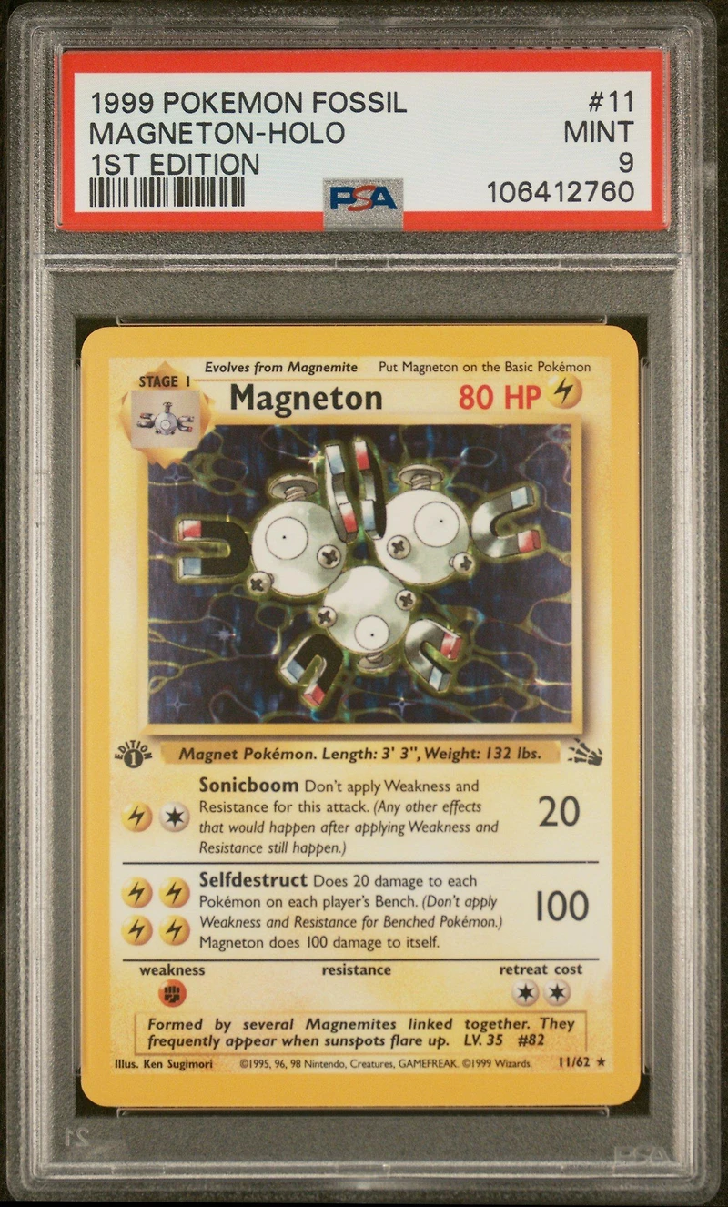 1999 Pokemon Fossil 11 Magneton-holo 1st Edition PSA