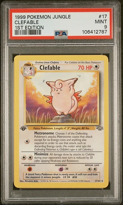 1999 Pokemon Jungle 17 Clefable 1st Edition PSA