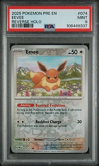 2025 Pokemon Pre En-prismatic Evolutions 074 Eevee Reverse Holo PSA 9
