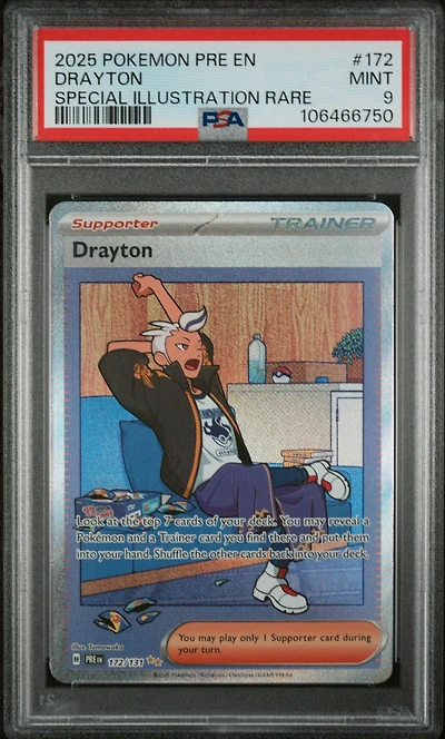 2025 Pokemon Pre En-prismatic Evolutions 172 Drayton Special Illustration Rare PSA