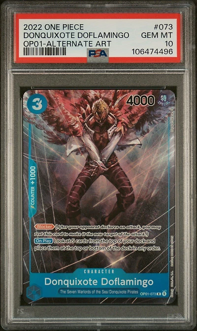 2022 One Piece Op01-romance Dawn Donquixote Doflamingo Alternate Art PSA 10