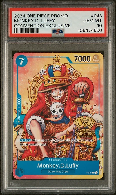 2024 One Piece Promos 043 Monkey D. Luffy Convention Exclusive PSA 10