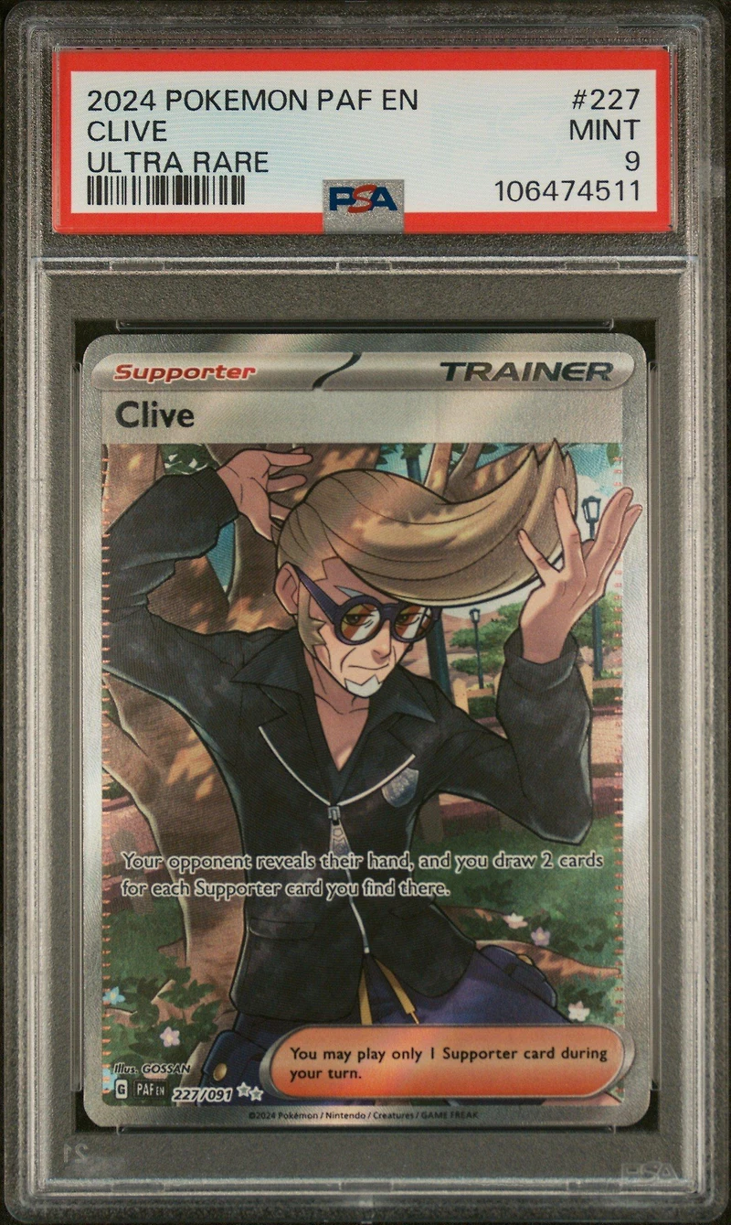 2024 Pokemon Paf En-paldean Fates 227 Clive Ultra Rare PSA
