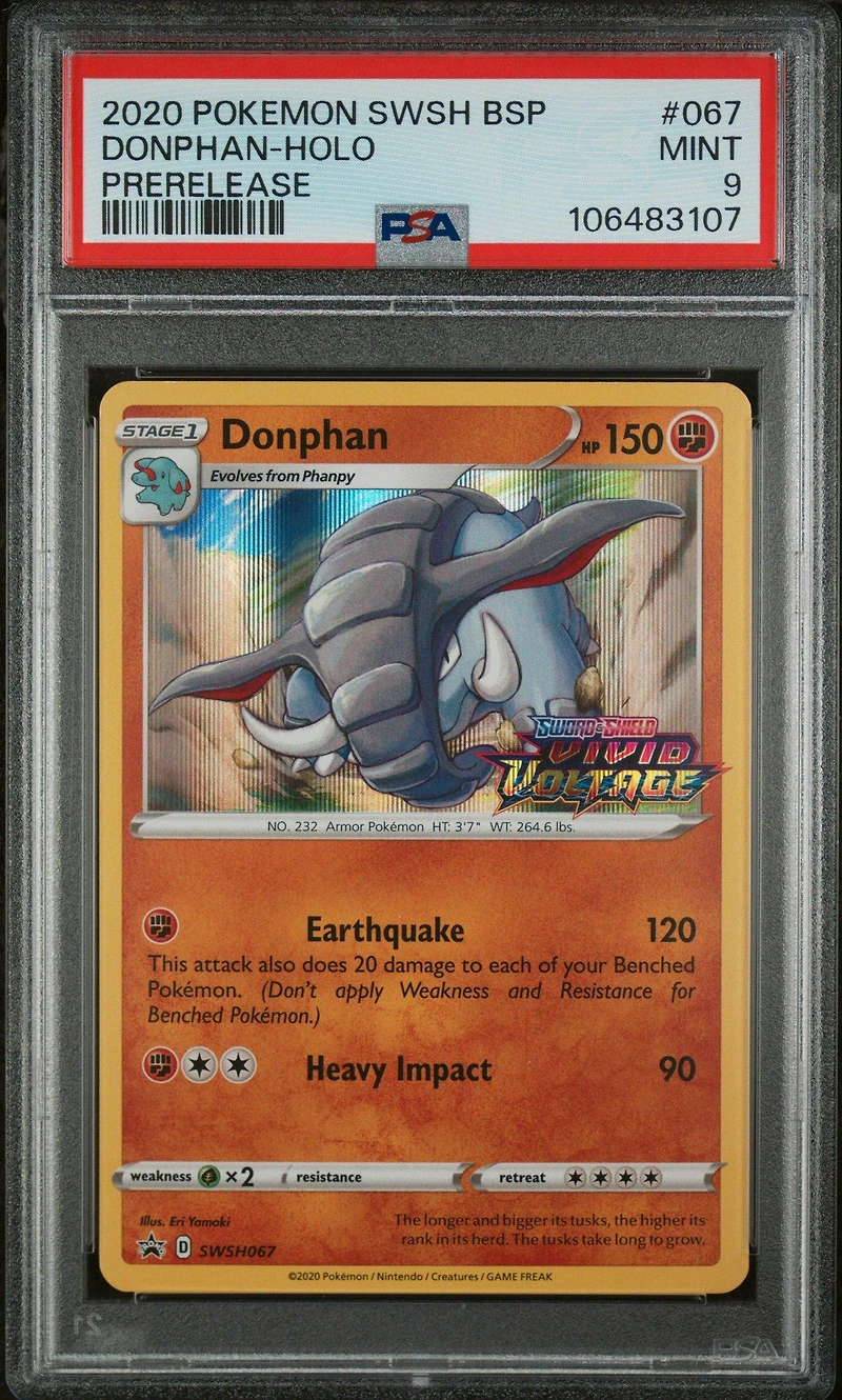 2020 Pokemon Swsh Black Star Promo 067 Donphan-holo Prerelease PSA