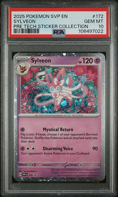 2025 Pokemon Svp En-sv Black Star Promo 172 Sylveon Prismatic Evolutions Tech Sticker Collection PSA