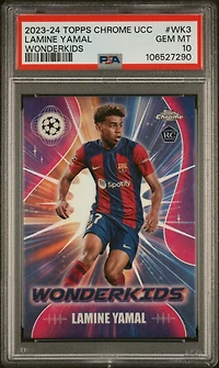 2023-24 Topps Chrome Uefa Club Competitions Wonderkids Wk3 Lamine Yamal PSA