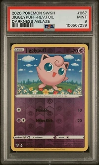 2020 Pokemon Sword & Shield Darkness Ablaze 067 Jigglypuff-reverse Foil PSA 9