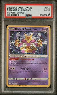 2022 Pokemon Sword & Shield Silver Tempest 059 Radiant Alakazam PSA