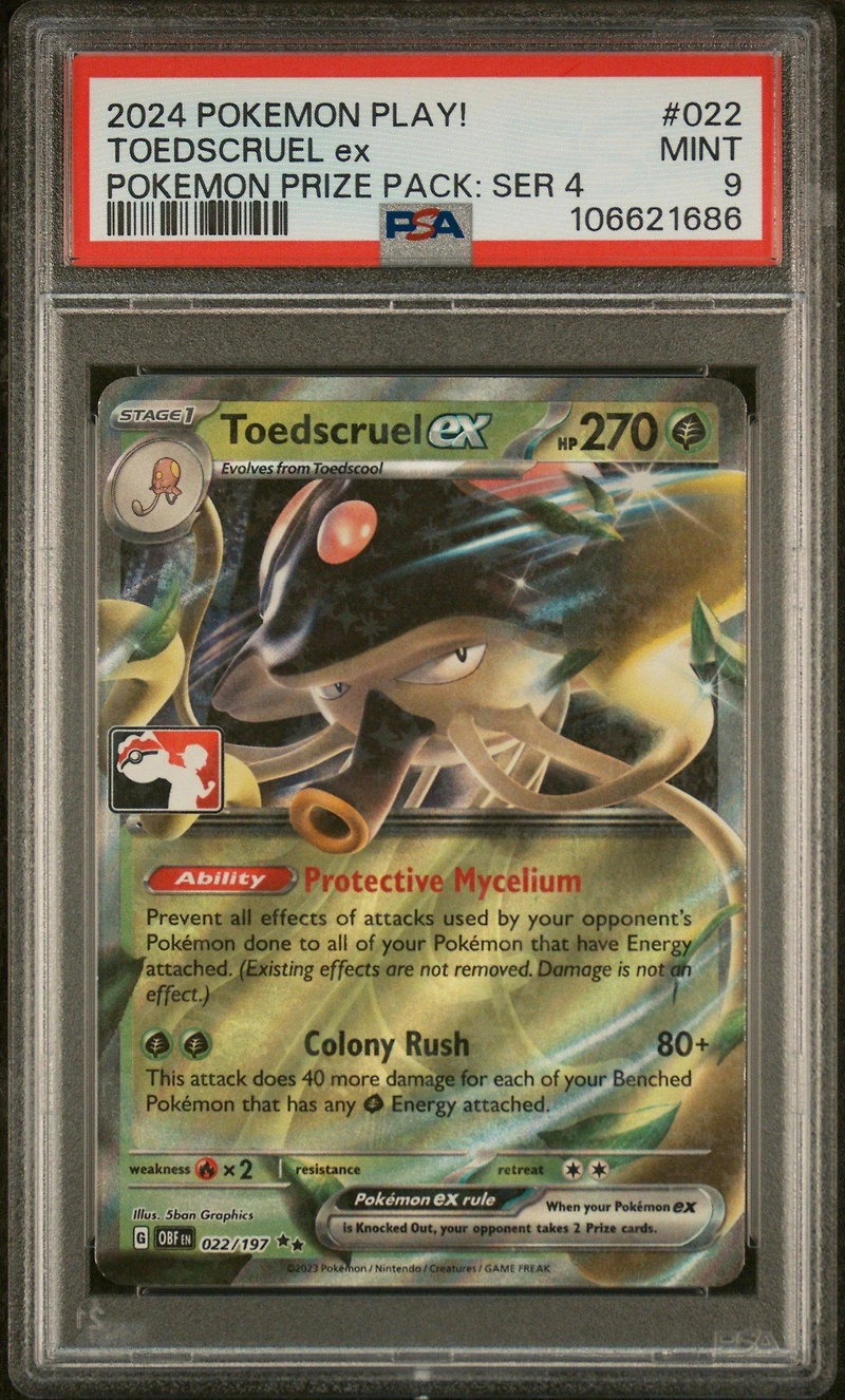 2024 Pokemon Play! Pokemon Prize Pack: Series 4 022 Toedscruel Ex PSA 9
