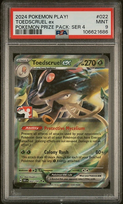 2024 Pokemon Play! Pokemon Prize Pack: Series 4 022 Toedscruel Ex PSA 9