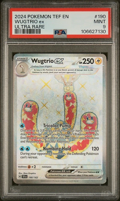2024 Pokemon Tef En-temporal Forces 190 Wugtrio Ex Ultra Rare PSA