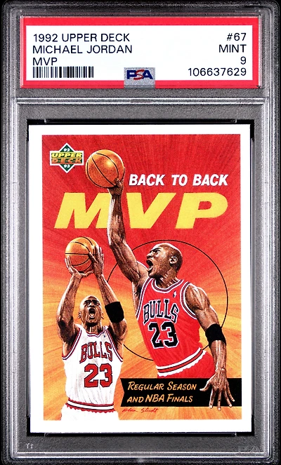 1992 Upper Deck 67 Michael Jordan Mvp PSA 9