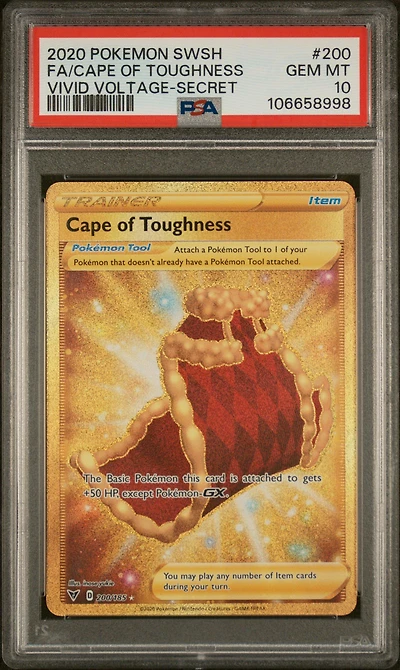 2020 Pokemon Sword & Shield Vivid Voltage 200 Full Art/cape Of Toughness Secret PSA