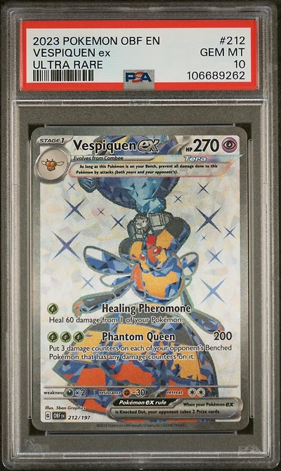 2023 Pokemon Obf En-obsidian Flames 212 Vespiquen Ex Ultra Rare PSA 10