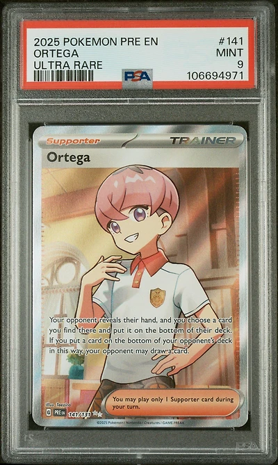 2025 Pokemon Pre En-prismatic Evolutions 141 Ortega Ultra Rare PSA