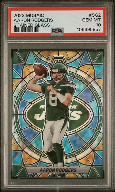2023 Panini Mosaic Stained Glass Sg2 Aaron Rodgers PSA 10