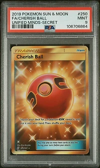 2019 Pokemon Sun & Moon Unified Minds 250 Full Art/cherish Ball Secret PSA