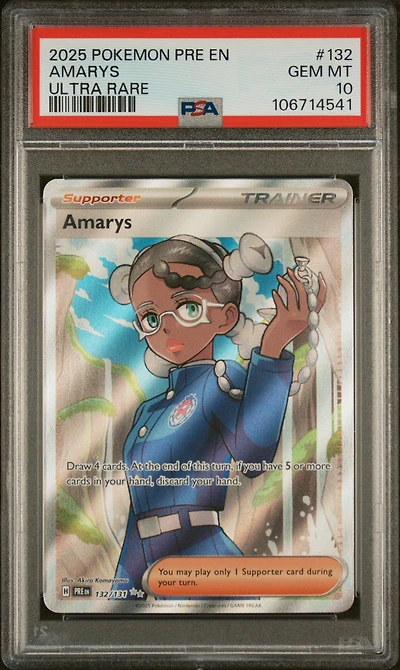2025 Pokemon Pre En-prismatic Evolutions 132 Amarys Ultra Rare PSA