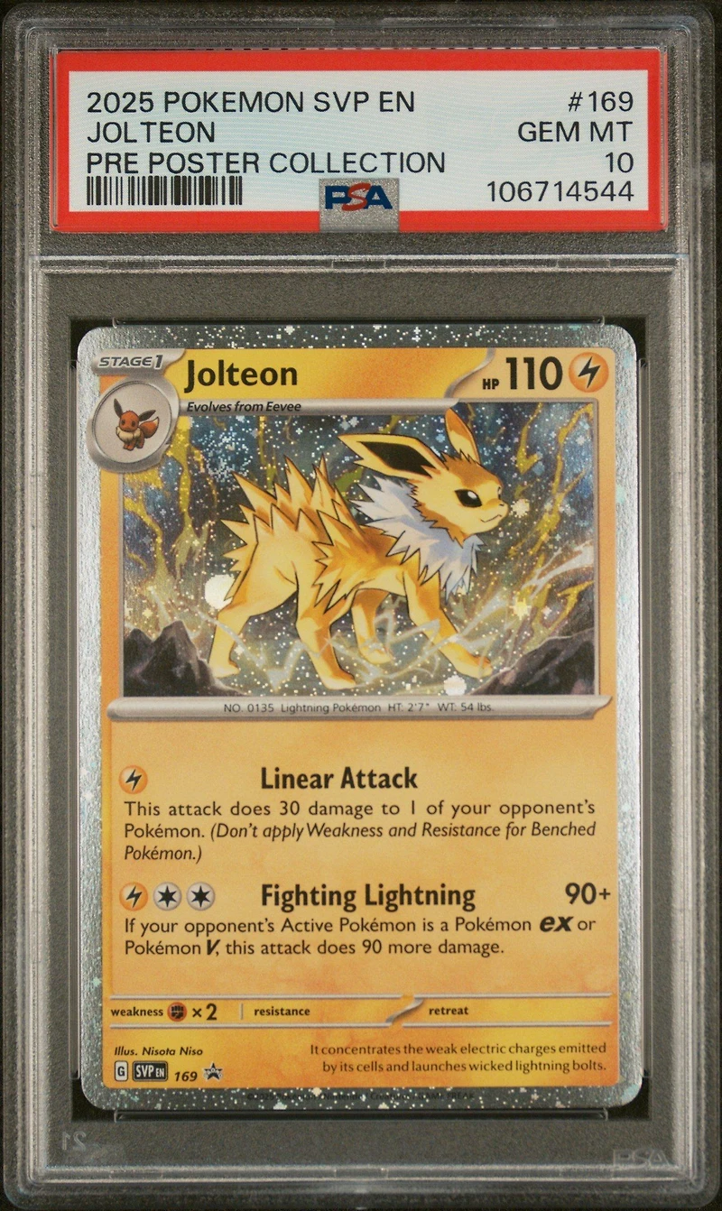 2025 Pokemon Svp En-sv Black Star Promo 169 Jolteon Prismatic Evolutions Poster Collection PSA 10