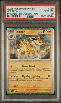 2025 Pokemon Svp En-sv Black Star Promo 169 Jolteon Prismatic Evolutions Poster Collection PSA 10