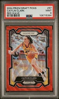2024 Panini Prizm Draft Picks 57 Caitlin Clark Red Wave PSA 9