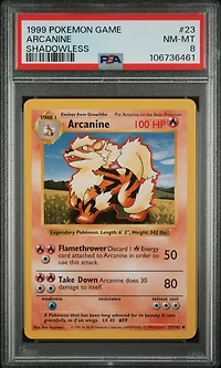 1999 Pokemon Game 23 Arcanine Shadowless PSA