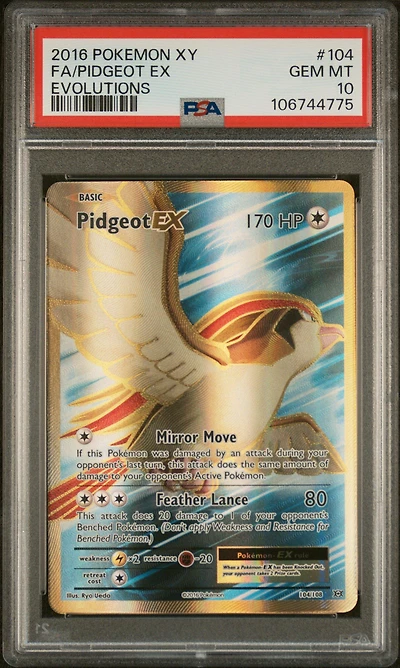 2016 Pokemon Xy Evolutions Full Art/pidgeot Ex PSA