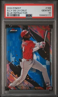 2024 Topps Finest 186 Elly De La Cruz Blue Refractor PSA 10