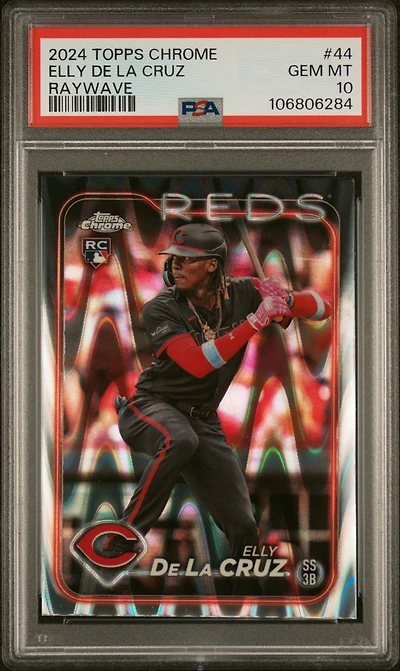 2024 Topps Chrome 44 Elly De La Cruz Raywave PSA 10