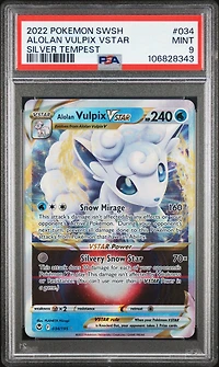 2022 Pokemon Sword & Shield Silver Tempest 034 Alolan Vulpix Vstar PSA