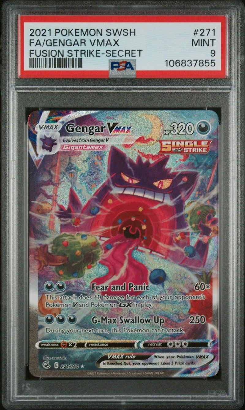 2021 Pokemon Sword & Shield Fusion Strike 271 Full Art/gengar Vmax Secret PSA