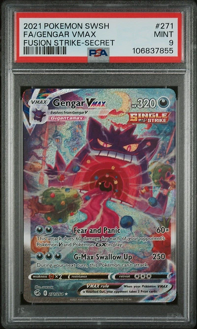 2021 Pokemon Sword & Shield Fusion Strike 271 Full Art/gengar Vmax Secret PSA