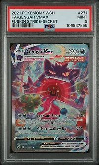 2021 Pokemon Sword & Shield Fusion Strike 271 Full Art/gengar Vmax Secret PSA