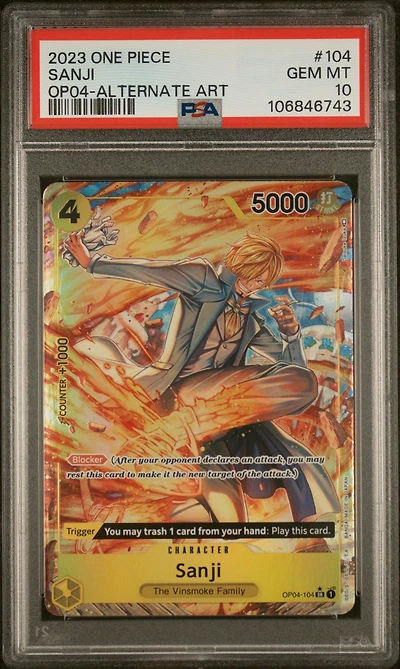 2023 One Piece Op04-kingdoms Of Intrigue 104 Sanji Alternate Art PSA 10