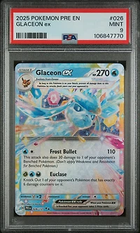 2025 Pokemon Pre En-prismatic Evolutions 026 Glaceon Ex PSA